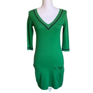 Lacoste Cotton Green V-neck midi Dress size 34